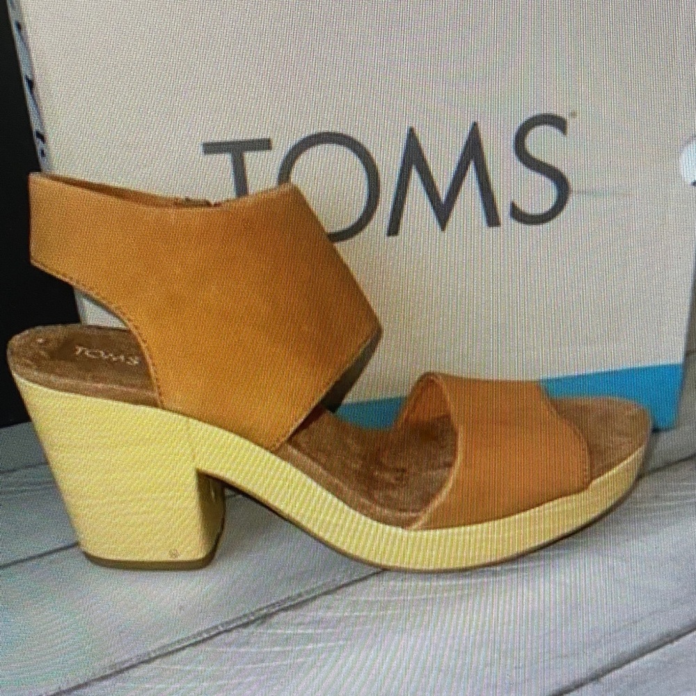 TOMS Women's Brown and Yellow Heeled Sandals
